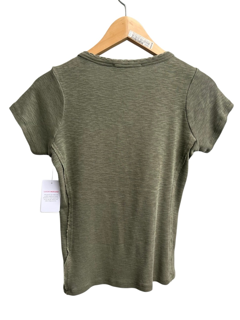 Lucky Brand Dusty Olive Slub Henley Top NWT Size Small - Picture 8 of 15